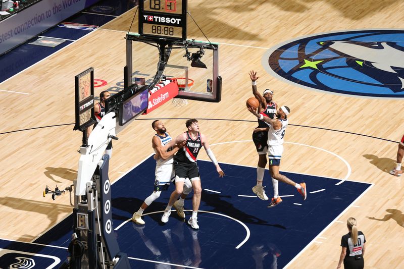 MINNEAPOLIS, MN - NOVEMBER 8: Nickeil Alexander-Walker #9 of the Minnesota Timberwolves drives to the basket during the game against the Portland Trail Blazers on November 8, 2024 at Target Center in Minneapolis, Minnesota. NOTE TO USER: User expressly acknowledges and agrees that, by downloading and or using this Photograph, user is consenting to the terms and conditions of the Getty Images License Agreement. Mandatory Copyright Notice: Copyright 2024 NBAE (Photo by David Sherman/NBAE via Getty Images)