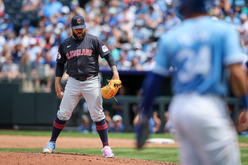 Jun 30, 2024; Kansas City, Missouri, USA; Cleveland Guardians pitcher Pedro Avila (60) on the mound during the sixth inning against the Kansas City Royals at Kauffman Stadium. Mandatory Credit: William Purnell-USA TODAY Sports