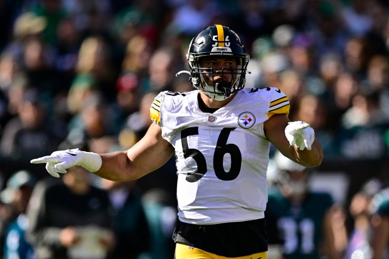 Pittsburgh Steelers linebacker Alex Highsmith in action during an NFL football game against the Philadelphia Eagles, Sunday, Oct. 30, 2022, in Philadelphia. (AP Photo/Derik Hamilton)