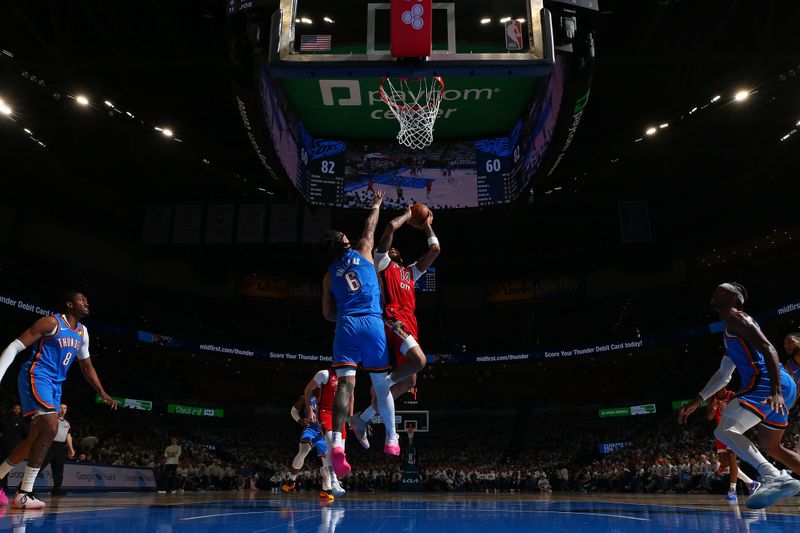 OKLAHOMA CITY, OK - APRIL 24: Brandon Ingram #14 of the New Orleans Pelicans drives to the basket during the game against the Oklahoma City Thunder during Round 1 Game 2 of the 2024 NBA Playoffs on April 24, 2024 at Paycom Arena in Oklahoma City, Oklahoma. NOTE TO USER: User expressly acknowledges and agrees that, by downloading and or using this photograph, User is consenting to the terms and conditions of the Getty Images License Agreement. Mandatory Copyright Notice: Copyright 2024 NBAE (Photo by Zach Beeker/NBAE via Getty Images)