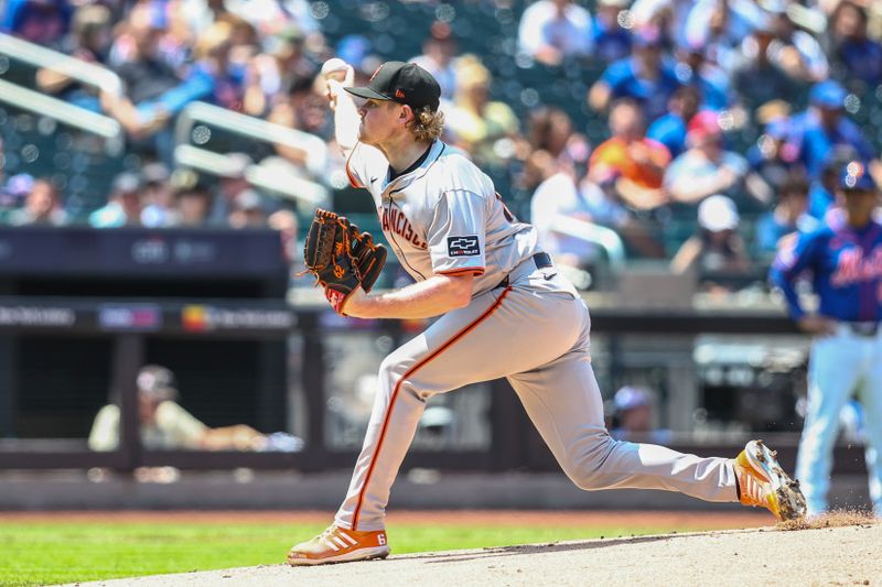 May 26, 2024; New York City, New York, USA;  San Francisco Giants starting pitcher Logan Webb (62) pitches in the first inning against the New York Mets at Citi Field. Mandatory Credit: Wendell Cruz-USA TODAY Sports