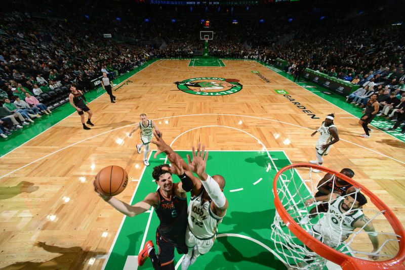 BOSTON, MA - FEBRUARY 9: Deni Avdija #8 of the Washington Wizards drives to the basket during the game against the Boston Celtics on February 9, 2024 at the TD Garden in Boston, Massachusetts. NOTE TO USER: User expressly acknowledges and agrees that, by downloading and or using this photograph, User is consenting to the terms and conditions of the Getty Images License Agreement. Mandatory Copyright Notice: Copyright 2024 NBAE  (Photo by Brian Babineau/NBAE via Getty Images)