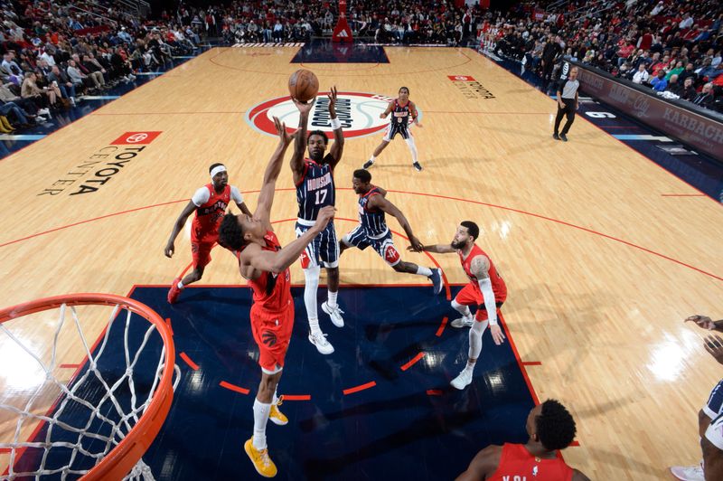 HOUSTON, TX - FEBRUARY 3: Tari Eason #17 of the Houston Rockets shoots the ball during the game against the Toronto Raptors on February 3, 2023 at the Toyota Center in Houston, Texas. NOTE TO USER: User expressly acknowledges and agrees that, by downloading and or using this photograph, User is consenting to the terms and conditions of the Getty Images License Agreement. Mandatory Copyright Notice: Copyright 2023 NBAE (Photo by Logan Riely/NBAE via Getty Images)