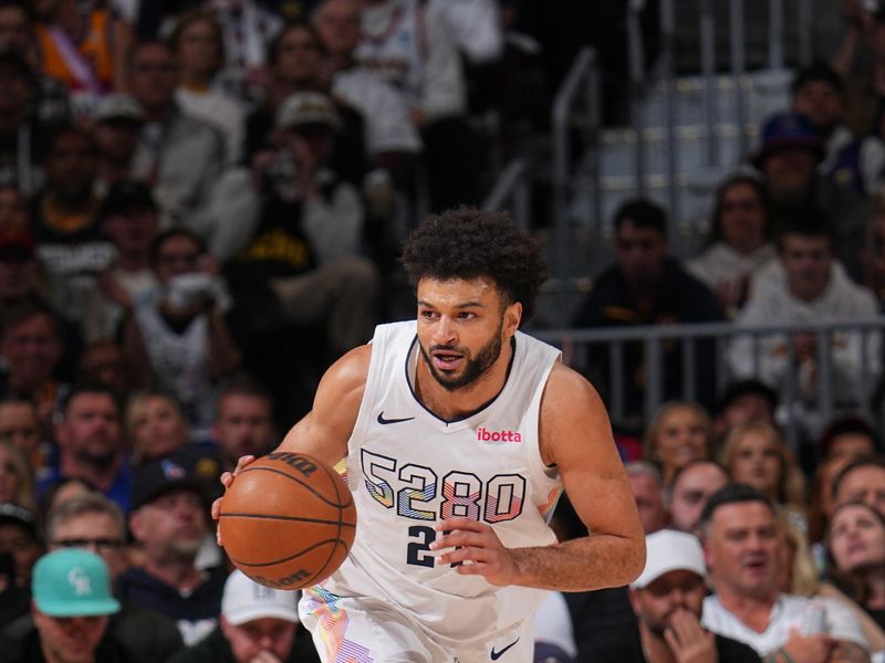 DENVER, CO - APRIL 29: Jamal Murray #27 of the Denver Nuggets drives to the basket during the game against the LA Clippers during Round One Game Five of the 2025 NBA Playoffs on April 29, 2025 at Ball Arena in Denver, Colorado. NOTE TO USER: User expressly acknowledges and agrees that, by downloading and/or using this Photograph, user is consenting to the terms and conditions of the Getty Images License Agreement. Mandatory Copyright Notice: Copyright 2025 NBAE (Photo by Bart Young/NBAE via Getty Images)