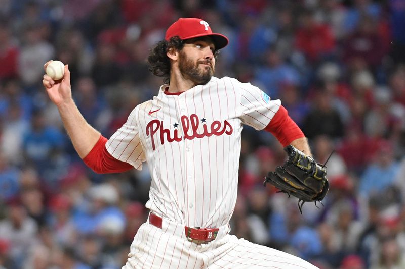 May 27, 2025; Philadelphia, Pennsylvania, USA; Philadelphia Phillies pitcher Jordan Romano (68) throws a pitch during the ninth inning against the Atlanta Braves at Citizens Bank Park. Mandatory Credit: Eric Hartline-Imagn Images