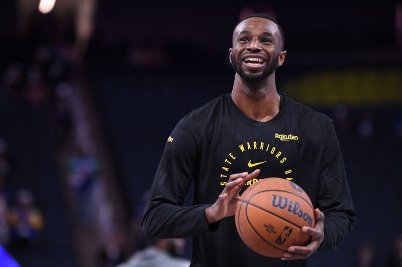 SAN FRANCISCO, CA - NOVEMBER 12: Andrew Wiggins #22 of the Golden State Warriors smiles before the game against the Dallas Mavericks during the Emirates NBA Cup game on November 12, 2024 at Chase Center in San Francisco, California. NOTE TO USER: User expressly acknowledges and agrees that, by downloading and or using this photograph, user is consenting to the terms and conditions of Getty Images License Agreement. Mandatory Copyright Notice: Copyright 2024 NBAE (Photo by Noah Graham/NBAE via Getty Images)