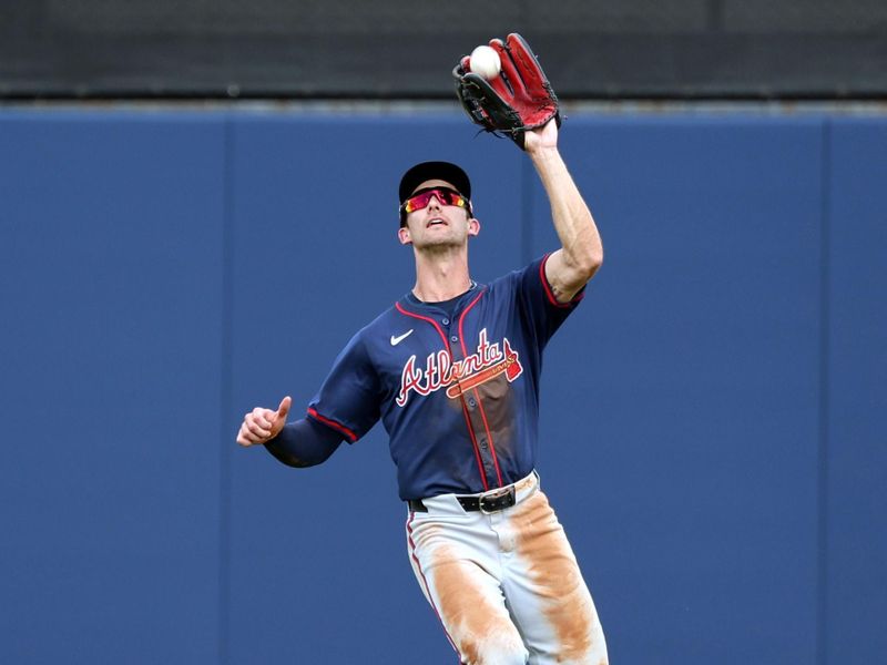 Mar 18, 2024; Port Charlotte, Florida, USA; Atlanta Braves outfielder Eli White (71)  catches a fly ball during the fourth inning against the Tampa Bay Rays at Charlotte Sports Park. Mandatory Credit: Kim Klement Neitzel-USA TODAY Sports