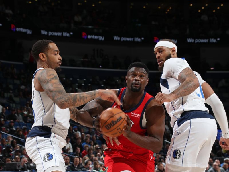 NEW ORLEANS, LA - JANUARY 29: Zion Williamson #1 of the New Orleans Pelicans drives to the basket during the game against the Dallas Mavericks on January 29, 2025 at the Smoothie King Center in New Orleans, Louisiana. NOTE TO USER: User expressly acknowledges and agrees that, by downloading and or using this Photograph, user is consenting to the terms and conditions of the Getty Images License Agreement. Mandatory Copyright Notice: Copyright 2025 NBAE (Photo by Layne Murdoch Jr./NBAE via Getty Images)