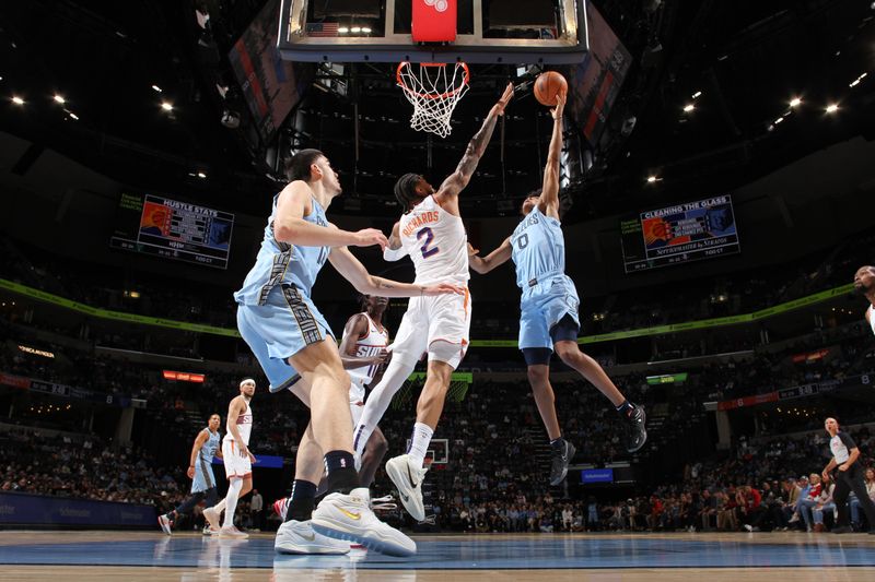 MEMPHIS, TN - FEBRUARY 25: Jaylen Wells #0 of the Memphis Grizzlies drives to the basket during the game against the Phoenix Suns on February 25, 2025 at FedExForum in Memphis, Tennessee. NOTE TO USER: User expressly acknowledges and agrees that, by downloading and or using this photograph, User is consenting to the terms and conditions of the Getty Images License Agreement. Mandatory Copyright Notice: Copyright 2025 NBAE (Photo by Joe Murphy/NBAE via Getty Images)