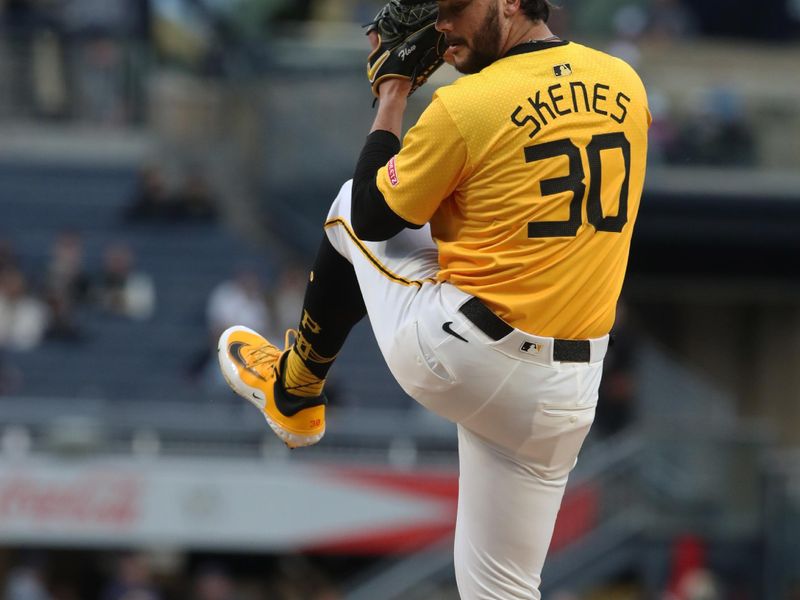 May 23, 2025; Pittsburgh, Pennsylvania, USA;  Pittsburgh Pirates starting pitcher Paul Skenes (30) delivers a pitch against the Milwaukee Brewers during the first inning at PNC Park. Mandatory Credit: Charles LeClaire-Imagn Images