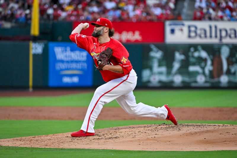 Jun 7, 2024; St. Louis, Missouri, USA;  St. Louis Cardinals starting pitcher Lance Lynn (31) pitches against the Colorado Rockies during the second inning at Busch Stadium. Mandatory Credit: Jeff Curry-USA TODAY Sports