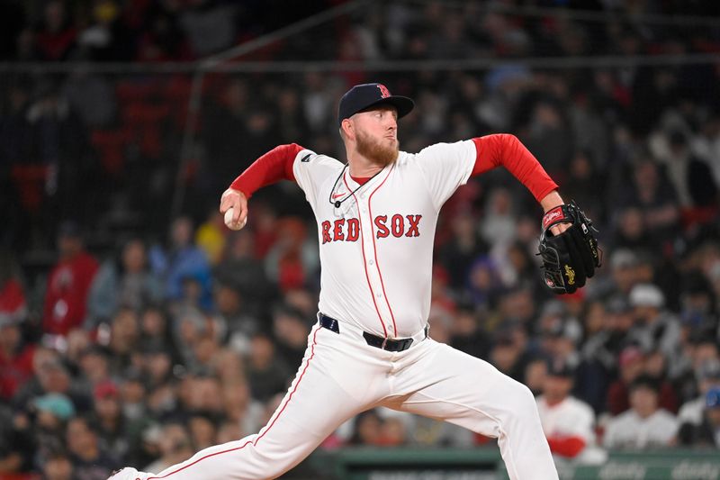 May 16, 2024; Boston, Massachusetts, USA;  Boston Red Sox pitcher Zack Kelly (76) pitches against the Tampa Bay Rays  during the sixth inning at Fenway Park. Mandatory Credit: Eric Canha-USA TODAY Sports