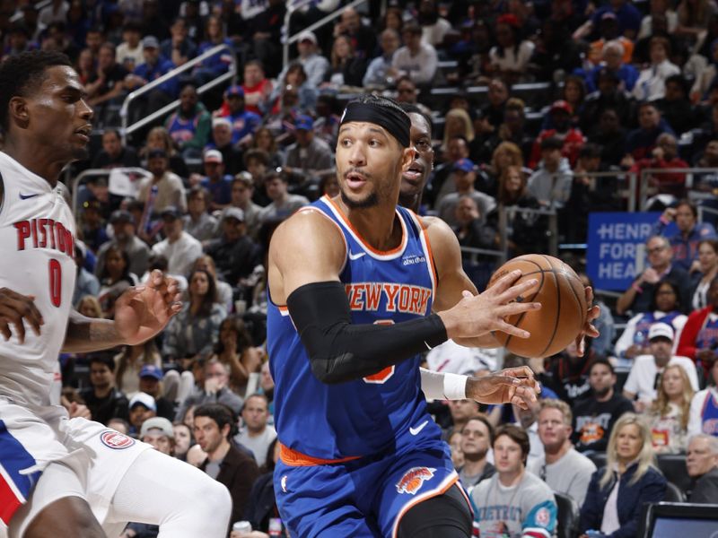 DETROIT, MI - APRIL 27: Precious Achiuwa #5 of the New York Knicks drives to the basket during the game against the Detroit Pistons during Round 1 Game 4 of the 2025 NBA Playoffs on April 27, 2025 at Little Caesars Arena in Detroit, Michigan. NOTE TO USER: User expressly acknowledges and agrees that, by downloading and/or using this photograph, User is consenting to the terms and conditions of the Getty Images License Agreement. Mandatory Copyright Notice: Copyright 2025 NBAE (Photo by Brian Sevald/NBAE via Getty Images)