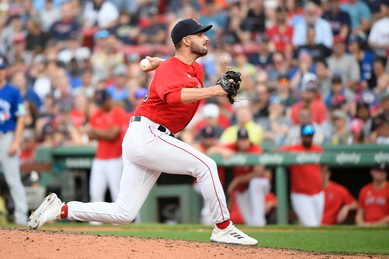 Aug 5, 2023; Boston, Massachusetts, USA;  Boston Red Sox relief pitcher Joe Jacques (78) pitches during the ninth inning against the Toronto Blue Jays at Fenway Park. Mandatory Credit: Bob DeChiara-USA TODAY Sports