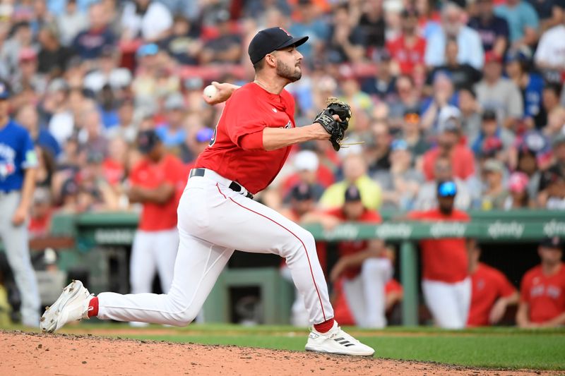 Aug 5, 2023; Boston, Massachusetts, USA;  Boston Red Sox relief pitcher Joe Jacques (78) pitches during the ninth inning against the Toronto Blue Jays at Fenway Park. Mandatory Credit: Bob DeChiara-USA TODAY Sports