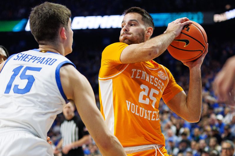 Feb 3, 2024; Lexington, Kentucky, USA; Kentucky Wildcats guard Kareem Watkins (25) handles the ball during the first half against the Kentucky Wildcats at Rupp Arena at Central Bank Center. Mandatory Credit: Jordan Prather-USA TODAY Sports