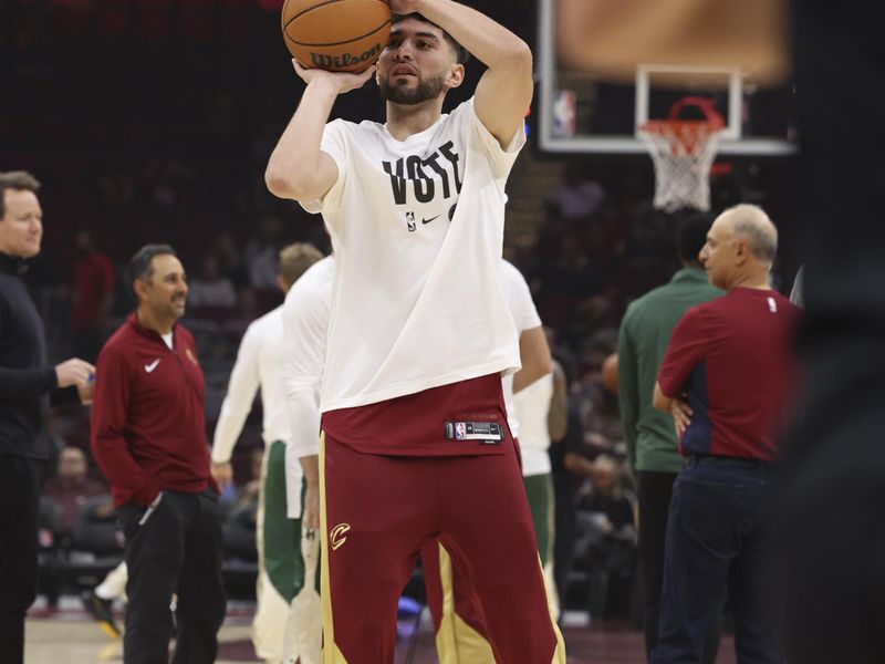 CLEVELAND, OH - NOVEMBER 4:  Ty Jerome #2 of the Cleveland Cavaliers warms up before the game against the Milwaukee Bucks on November 4, 2024 at Rocket Mortgage FieldHouse in Cleveland, Ohio. NOTE TO USER: User expressly acknowledges and agrees that, by downloading and/or using this Photograph, user is consenting to the terms and conditions of the Getty Images License Agreement. Mandatory Copyright Notice: Copyright 2024 NBAE (Photo by  Lauren Leigh Bacho/NBAE via Getty Images)