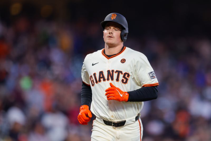 Jun 24, 2024; San Francisco, California, USA; San Francisco Giants third base Matt Chapman rounds the bases after hitting a one-run home run during the fifth inning against the Chicago Cubs at Oracle Park. All Giants players wore the number 24 in honor of Giants former player Willie Mays. Mandatory Credit: Sergio Estrada-USA TODAY Sports