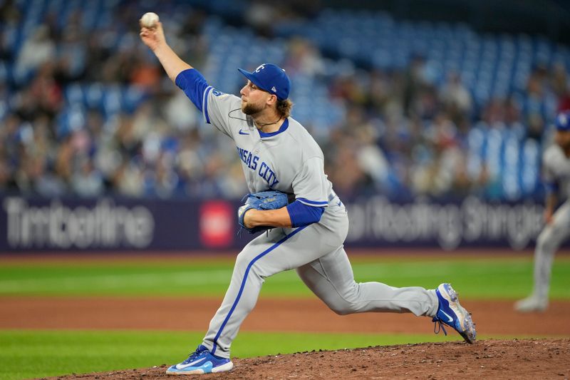 Sep 8, 2023; Toronto, Ontario, CAN; Kansas City Royals pitcher Alec Marsh (67) pitches to the Toronto Blue Jays during the sixth inning at Rogers Centre. Mandatory Credit: John E. Sokolowski-USA TODAY Sports