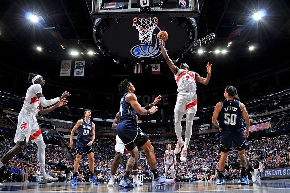 ORLANDO, FL - NOVEMBER 21: Precious Achiuwa #5 of the Toronto Raptors shoots the ball during the game against the Orlando Magic during the In-Season Tournament on November 21, 2023 at Amway Center in Orlando, Florida. NOTE TO USER: User expressly acknowledges and agrees that, by downloading and or using this photograph, User is consenting to the terms and conditions of the Getty Images License Agreement. Mandatory Copyright Notice: Copyright 2023 NBAE (Photo by Fernando Medina/NBAE via Getty Images)