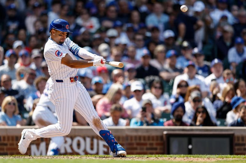 May 3, 2024; Chicago, Illinois, USA; during the sixth inning at Wrigley Field. Mandatory Credit: Kamil Krzaczynski-USA TODAY Sports