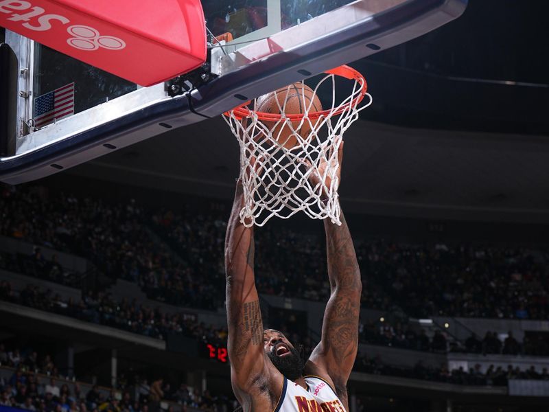 DENVER, CO - FEBRUARY 4: DeAndre Jordan #6 of the Denver Nuggets goes to the basket during the game on February 4, 2024 at the Ball Arena in Denver, Colorado. NOTE TO USER: User expressly acknowledges and agrees that, by downloading and/or using this Photograph, user is consenting to the terms and conditions of the Getty Images License Agreement. Mandatory Copyright Notice: Copyright 2024 NBAE (Photo by Garrett Ellwood/NBAE via Getty Images)