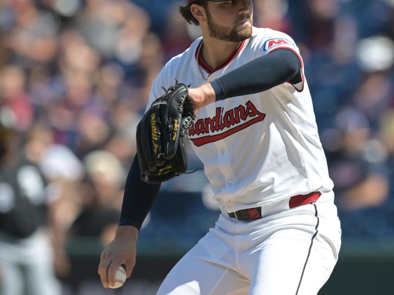 Sep 14, 2025; Cleveland, Ohio, USA; Cleveland Guardians starting pitcher Slade Cecconi (44) throws a pitch against the Chicago White Sox during the first inning at Progressive Field. Mandatory Credit: Ken Blaze-Imagn Images
