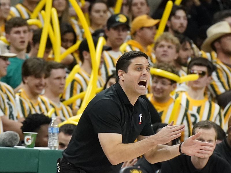 Jan 13, 2024; Waco, Texas, USA; Cincinnati Bearcats head coach Wes Miller yells from the bench during the first half against the Baylor Bears at Paul and Alejandra Foster Pavilion. Mandatory Credit: Raymond Carlin III-USA TODAY Sports