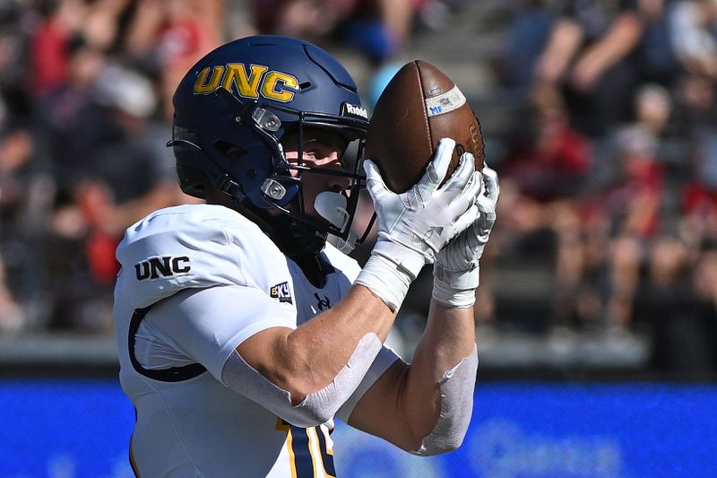 Sep 16, 2023; Pullman, Washington, USA; Northern Colorado Bears wide receiver Blake Haggerty (19) makes a catch against the Washington State Cougars in the first half at Gesa Field at Martin Stadium. Mandatory Credit: James Snook-USA TODAY Sports