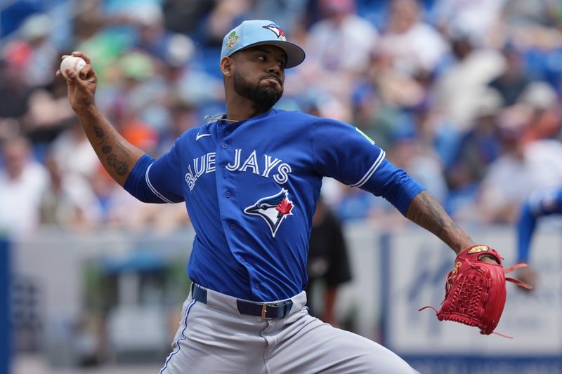 Mar 15, 2026; Port St. Lucie, Florida, USA; Toronto Blue Jays pitcher Angel Bastardo (99) pitches in the third inning against the New York Mets at Clover Park. Mandatory Credit: Jim Rassol-Imagn Images Mar 15, 2026; Port St. Lucie, Florida, USA; Toronto Blue Jays pitcher Angel Bastardo (99) pitches in the third inning against the New York Mets at Clover Park. Mandatory Credit: Jim Rassol-Imagn Images