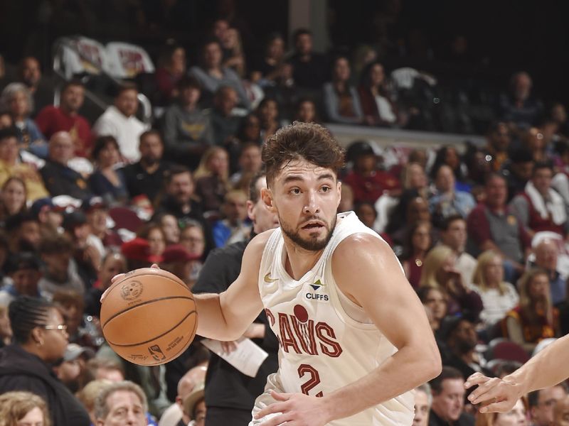 CLEVELAND, OH - OCTOBER 25: Ty Jerome #2 of the Cleveland Cavaliers dribbles the ball during the game against the Detroit Pistons on October 25, 2024 at Rocket Mortgage FieldHouse in Cleveland, Ohio. NOTE TO USER: User expressly acknowledges and agrees that, by downloading and/or using this Photograph, user is consenting to the terms and conditions of the Getty Images License Agreement. Mandatory Copyright Notice: Copyright 2024 NBAE (Photo by David Liam Kyle/NBAE via Getty Images)