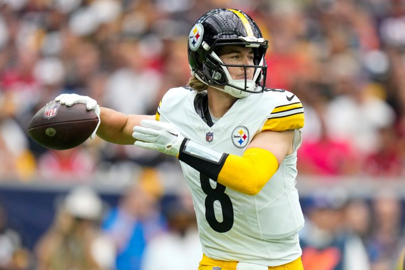 Pittsburgh Steelers quarterback Kenny Pickett throws a pass during the first half of an NFL football game against the Houston Texans, Sunday, Oct. 1, 2023, in Houston. (AP Photo/Eric Christian Smith)