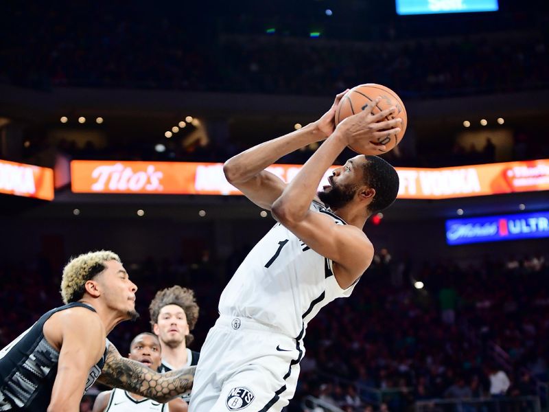 AUSTIN, TX - MARCH 17: Mikal Bridges #1 of the Brooklyn Nets shoots the ball during the game against the San Antonio Spurs on March 17, 2024 at the Moody Center in Austin, Texas. NOTE TO USER: User expressly acknowledges and agrees that, by downloading and or using this photograph, user is consenting to the terms and conditions of the Getty Images License Agreement. Mandatory Copyright Notice: Copyright 2024 NBAE (Photos by Michael Gonzales/NBAE via Getty Images)