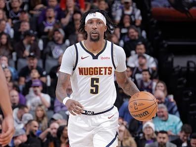 SACRAMENTO, CA - DECEMBER 2: Kentavious Caldwell-Pope #5 of the Denver Nuggets dribbles the ball during the game against the Sacramento Kings on December 2, 2023 at Golden 1 Center in Sacramento, California. NOTE TO USER: User expressly acknowledges and agrees that, by downloading and or using this Photograph, user is consenting to the terms and conditions of the Getty Images License Agreement. Mandatory Copyright Notice: Copyright 2023 NBAE (Photo by Rocky Widner/NBAE via Getty Images)