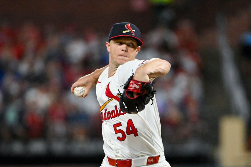 May 26, 2024; St. Louis, Missouri, USA;  St. Louis Cardinals starting pitcher Sonny Gray (54) pitches against the Chicago Cubs during the first inning at Busch Stadium. Mandatory Credit: Jeff Curry-USA TODAY Sports