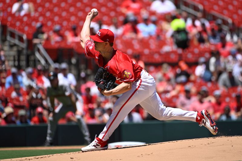 Jun 23, 2024; St. Louis, Missouri, USA; St. Louis Cardinals starting pitcher Sonny Gray (54) pitches against the San Francisco Giants in the first inning at Busch Stadium. Mandatory Credit: Joe Puetz-USA TODAY Sports