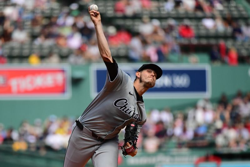 Sep 8, 2024; Boston, Massachusetts, USA;  Chicago White Sox starting pitcher Chris Flexen (77) pitches during the first inning against the Boston Red Sox at Fenway Park. Mandatory Credit: Bob DeChiara-Imagn Images