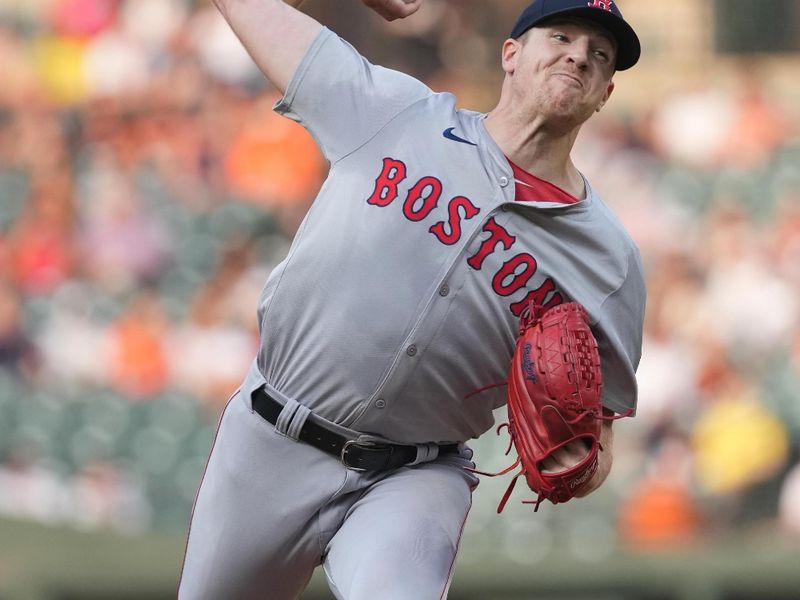 Aug 15, 2024; Baltimore, Maryland, USA; Boston Red Sox pitcher Nick Pivetta (37) delivers in the first inning against the Baltimore Orioles at Oriole Park at Camden Yards. Mandatory Credit: Mitch Stringer-USA TODAY Sports