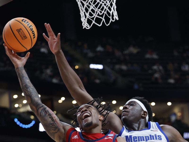 Mar 17, 2023; Columbus, OH, USA; Florida Atlantic Owls guard Alijah Martin (15) shoots the ball defended by Florida Atlantic Owls guard Brandon Weatherspoon (23) in the second half at Nationwide Arena. Mandatory Credit: Rick Osentoski-USA TODAY Sports