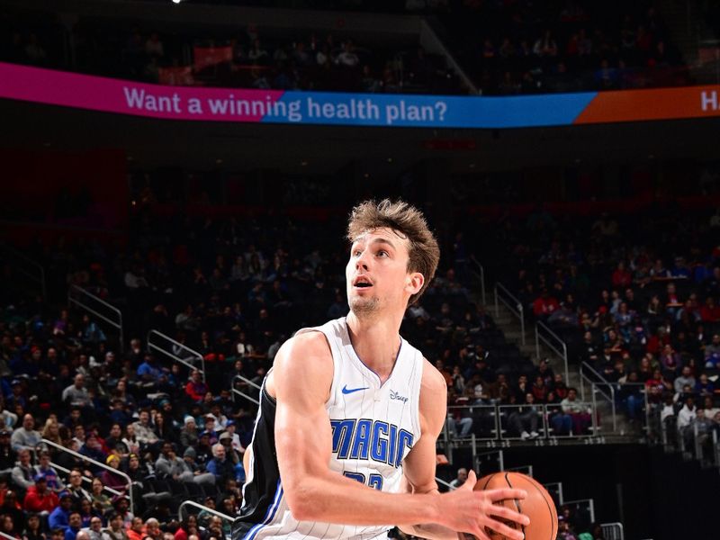 DETROIT, MI - FEBRUARY 4: Franz Wagner #22 of the Orlando Magic handles the ball during the game  against the Detroit Pistons on February 4, 2024 at Little Caesars Arena in Detroit, Michigan. NOTE TO USER: User expressly acknowledges and agrees that, by downloading and/or using this photograph, User is consenting to the terms and conditions of the Getty Images License Agreement. Mandatory Copyright Notice: Copyright 2024 NBAE (Photo by Chris Schwegler/NBAE via Getty Images)