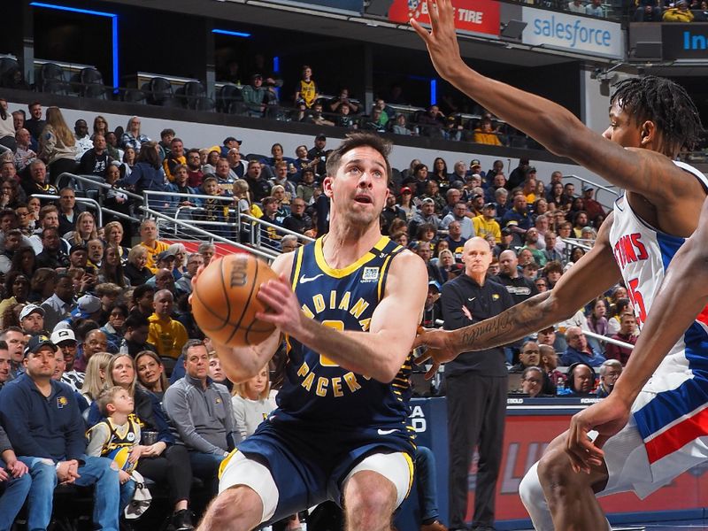 INDIANAPOLIS, IN - FEBRUARY 22:  T.J. McConnell #9 of the Indiana Pacers goes to the basket during the game on February 22, 2024 at Gainbridge Fieldhouse in Indianapolis, Indiana. NOTE TO USER: User expressly acknowledges and agrees that, by downloading and or using this Photograph, user is consenting to the terms and conditions of the Getty Images License Agreement. Mandatory Copyright Notice: Copyright 2024 NBAE (Photo by Ron Hoskins/NBAE via Getty Images)