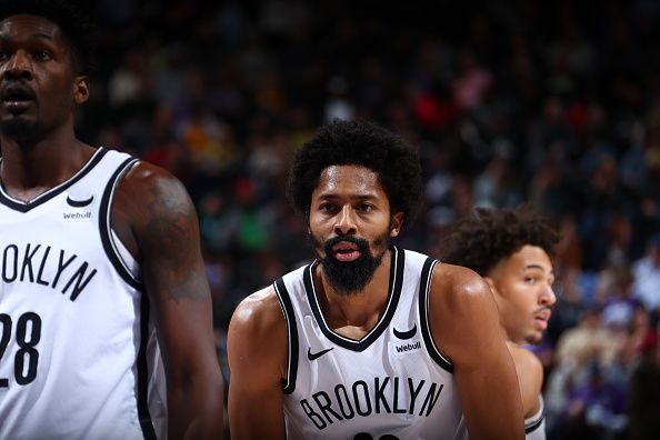 SALT LAKE CITY, UT - DECEMBER 18: Dorian Finney-Smith #28, Spencer Dinwiddie #26 and Jalen Wilson #22 of the Brooklyn Nets look on during the game against the Utah Jazz on December 18, 2023 at vivint.SmartHome Arena in Salt Lake City, Utah. NOTE TO USER: User expressly acknowledges and agrees that, by downloading and or using this Photograph, User is consenting to the terms and conditions of the Getty Images License Agreement. Mandatory Copyright Notice: Copyright 2023 NBAE (Photo by Melissa Majchrzak/NBAE via Getty Images)