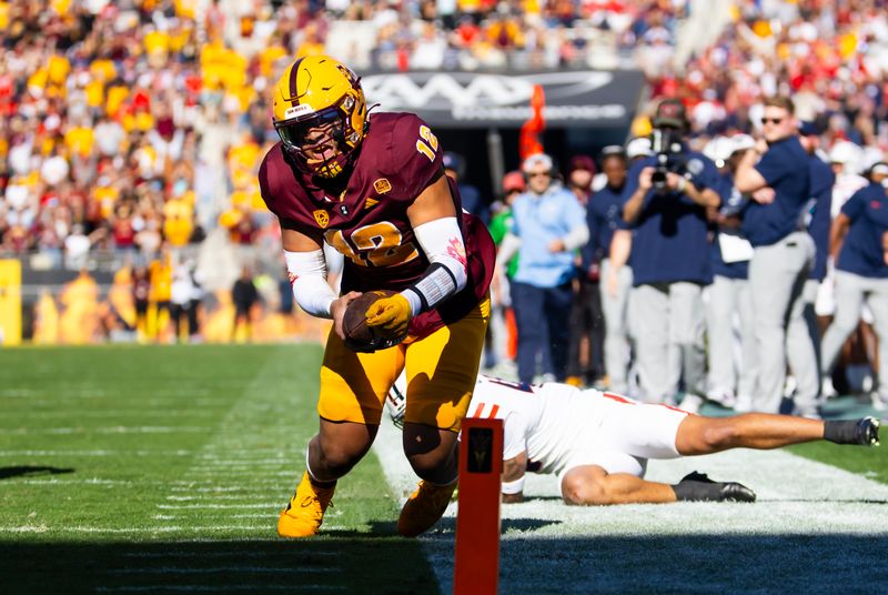 Nov 25, 2023; Tempe, Arizona, USA; Arizona State Sun Devils tight end Jalin Conyers (12) against the Arizona Wildcats in the first half of the Territorial Cup at Mountain America Stadium. Mandatory Credit: Mark J. Rebilas-USA TODAY Sports