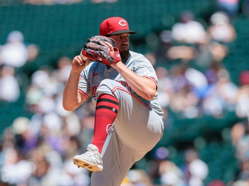 Jun 5, 2024; Denver, Colorado, USA; Cincinnati Reds starting pitcher Graham Ashcraft (51) delivers a pitch during the third inning Colorado Rockies at Coors Field. Mandatory Credit: Andrew Wevers-USA TODAY Sports