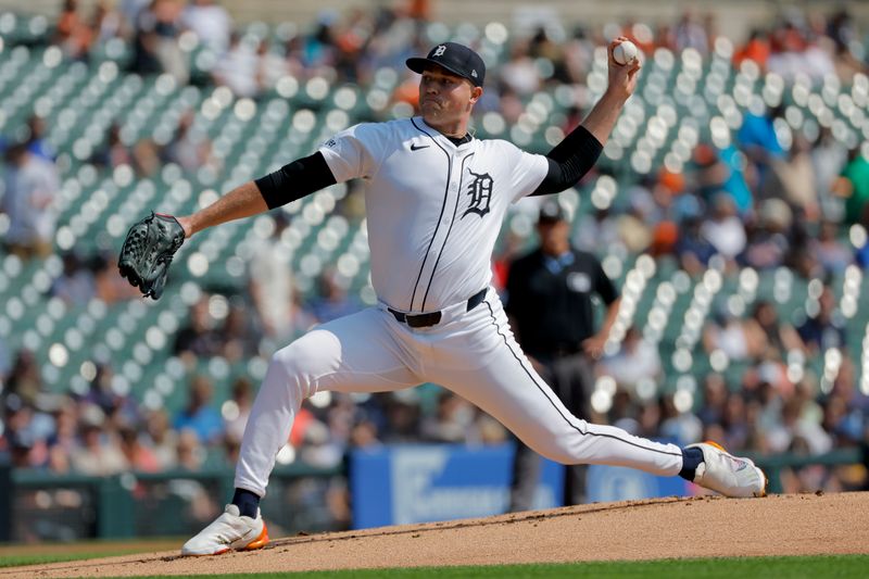 Sep 12, 2024; Detroit, Michigan, USA;  Detroit Tigers pitcher Tarik Skubal (29) pitches in the first inning against the Colorado Rockies at Comerica Park. Mandatory Credit: Rick Osentoski-Imagn Images