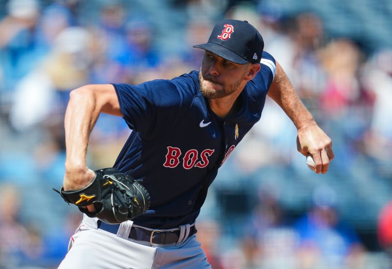 Sep 3, 2023; Kansas City, Missouri, USA; Boston Red Sox starting pitcher Chris Sale (41) pitches during the first inning against the Kansas City Royals at Kauffman Stadium. Mandatory Credit: Jay Biggerstaff-USA TODAY Sports