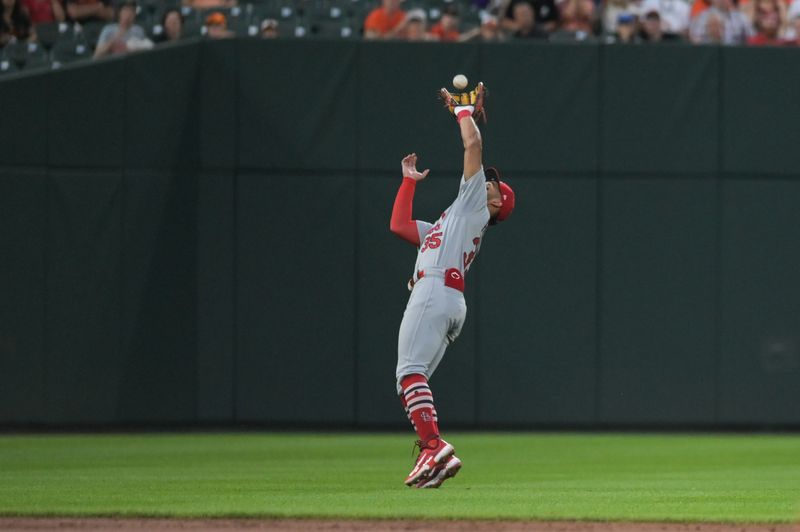 Sep 13, 2023; Baltimore, Maryland, USA;  St. Louis Cardinals second baseman Jose Fermin (35) runs down a second inning fly bal\ against the Baltimore Orioles at Oriole Park at Camden Yards. Mandatory Credit: Tommy Gilligan-USA TODAY Sports