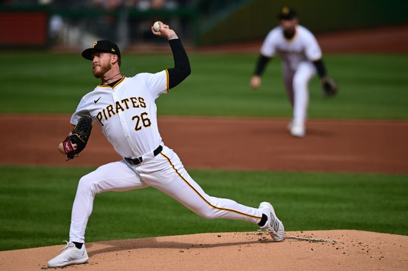 Apr 6, 2024; Pittsburgh, Pennsylvania, USA; Pittsburgh Pirates pitcher Bailey Falter (26) throws against the Baltimore Orioles during the first inning at PNC Park. Mandatory Credit: David Dermer-USA TODAY Sports