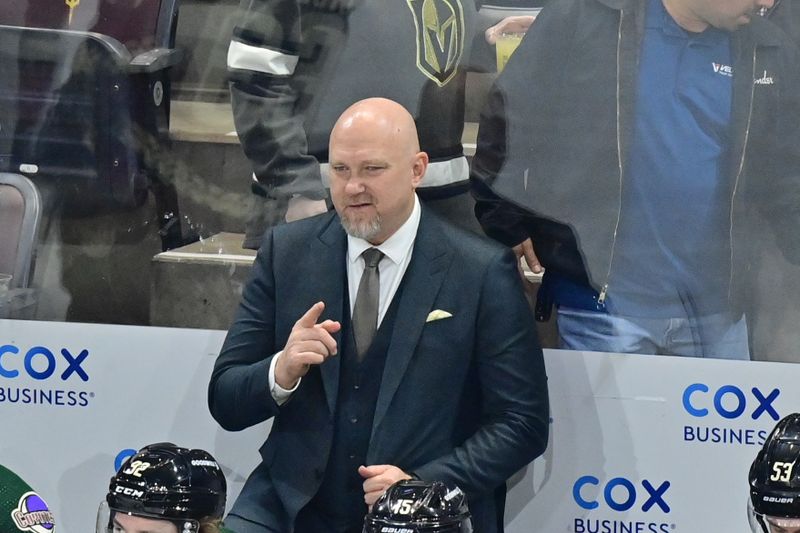 Feb 8, 2024; Tempe, Arizona, USA; Arizona Coyotes head coach Andre Tourigny reacts prior to the game against the Vegas Golden Knights at Mullett Arena. Mandatory Credit: Matt Kartozian-USA TODAY Sports