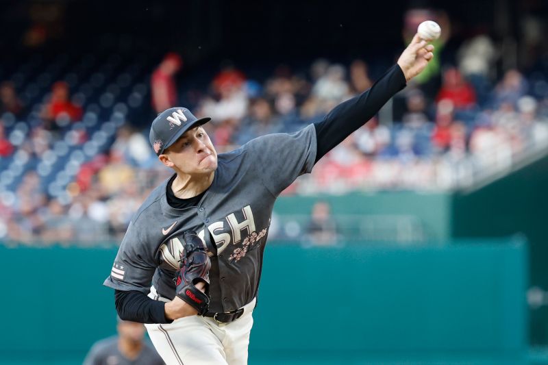 Apr 23, 2024; Washington, District of Columbia, USA; Washington Nationals starting pitcher Patrick Corbin (46) pitches against the Los Angeles Dodgers during the second inning at Nationals Park. Mandatory Credit: Geoff Burke-USA TODAY Sports